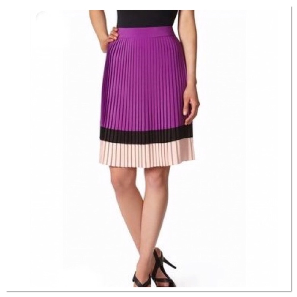 NWT The Limited Purple Pleated Color Block Skirt